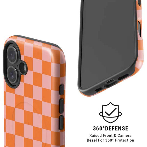 Orange Checkered iPhone 16 Plus Magsafe Impact Case